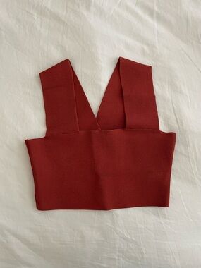 A.L.C. Brick Red Square Neck Crop Top
